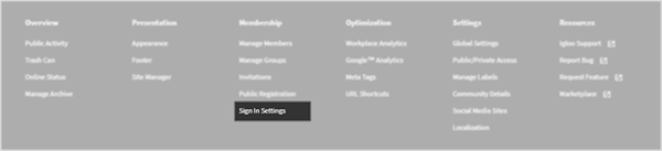 The Sign in Settings option on the Control Panel.